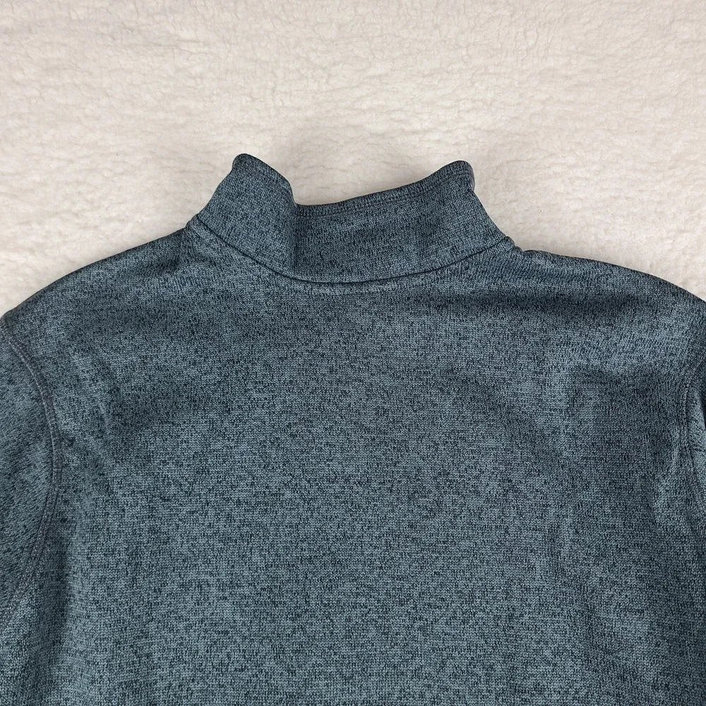 Eddie Bauer Fleece Sweater Mens 2XL XXL Teal Blue‎ Quarter Zip Sweatshirt
